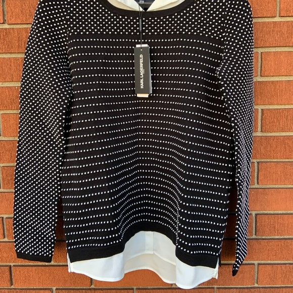 KARL LAGERFELD  DOTTED STRIPE SWEATER - Picture 2 of 5